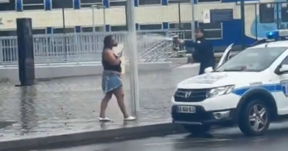 【動画】おっぱい丸出し美女　警察に催涙スプレーをかけられる