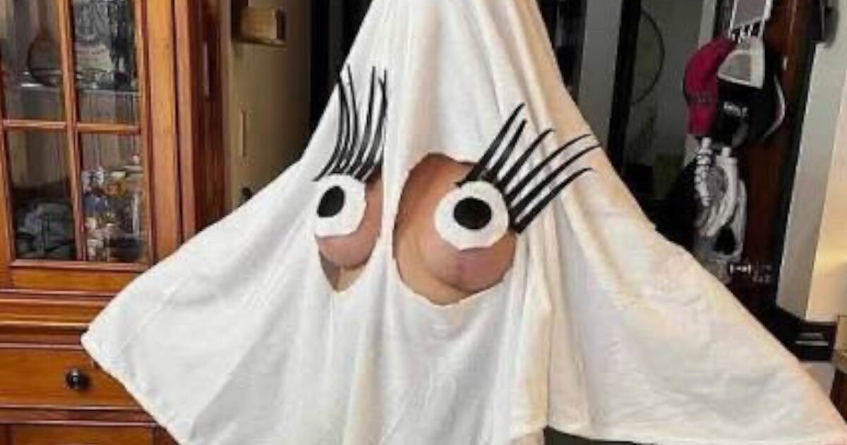 白シーツかぶっておっぱいの所に穴開けておっぱい出して目玉を張り付けてブルンブルンさせるやつ