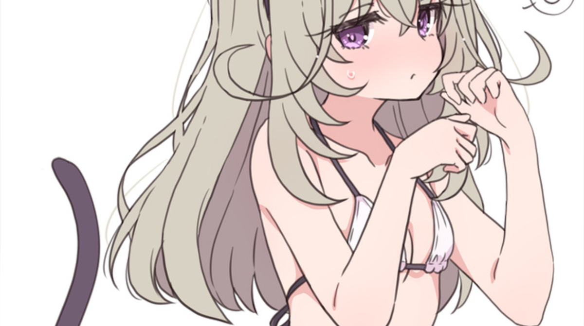 【画像】おばさん、下着姿でネコ耳を付ける